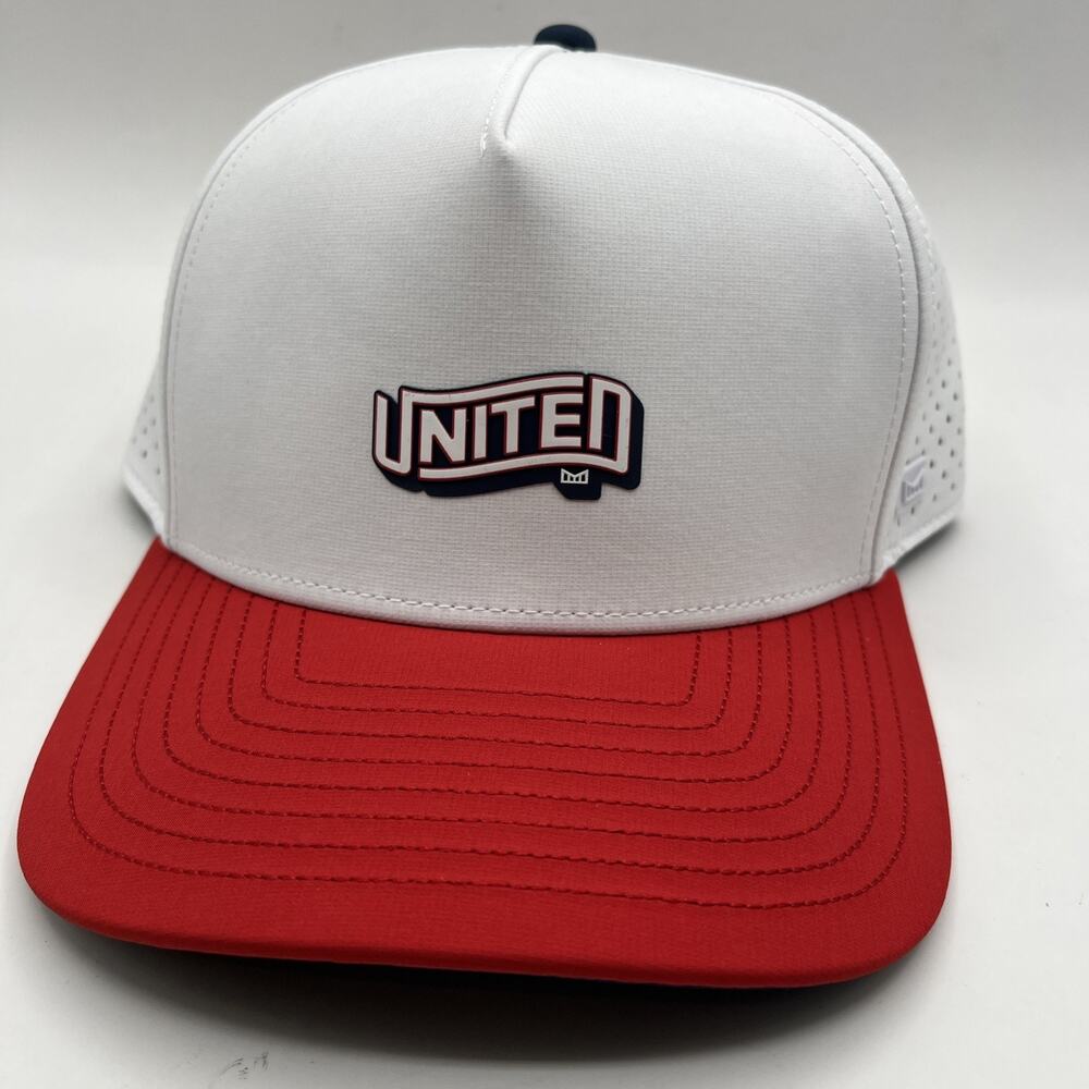 Melin Odyssey Hydro Hat Mens White Red Blue Americana Snapback Cap Sz X-Large